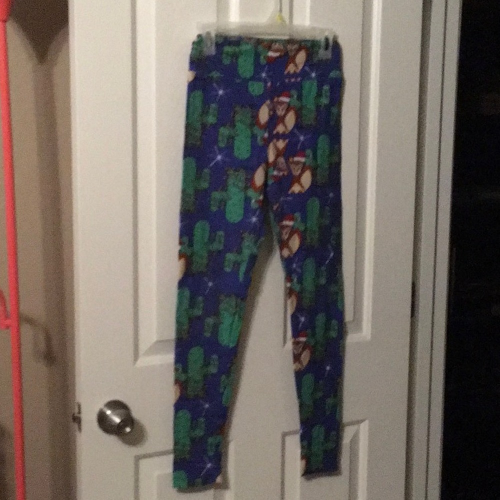 Christmas fox and cactus leggings